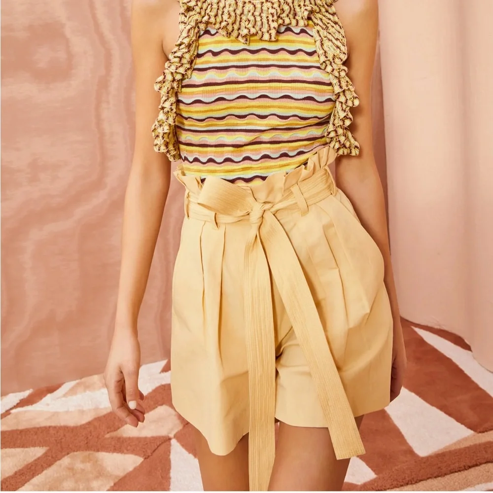 NWT Ulla Johnson Yellow Linen Shorts - Picture 2 of 4